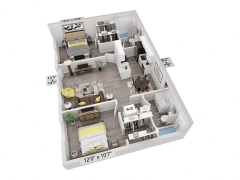 bedroom floor plan an in 3d